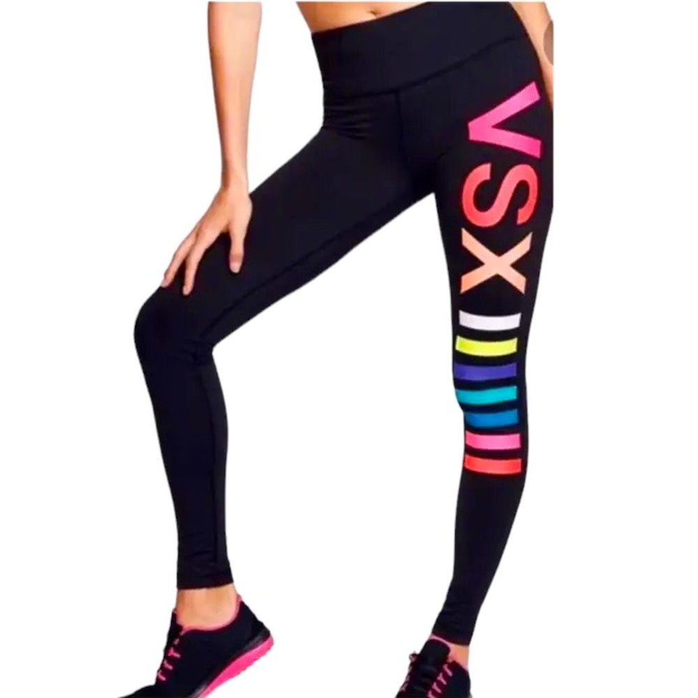 Victoria's Secret Knockout Leggings High Rise Rainbow logo. Size: XSmall Short